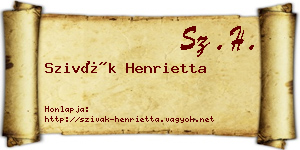 Szivák Henrietta névjegykártya